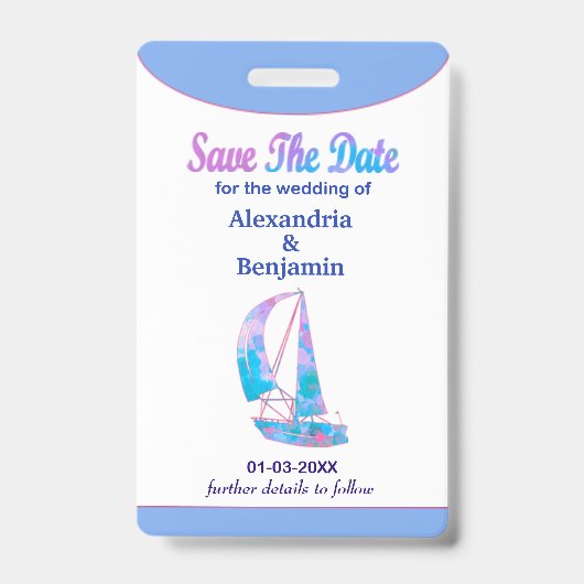 Save the Date Wedding Watercolor Ausweis (Vorderseite)