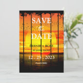SAVE THE DATE WEDING SUNSET EINLADUNG (Stehend Vorderseite)