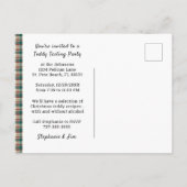 Save the Date Weihnachten Kariertes Party Ankündigungspostkarte (Rückseite)