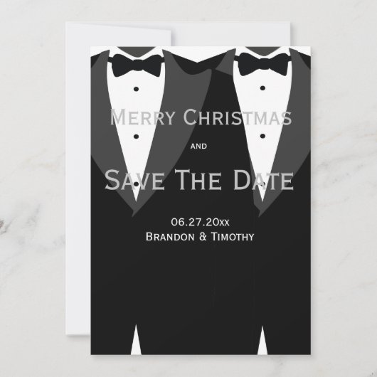 Save the Date Weihnachtskarten Silver Gay Wedding (Vorderseite)