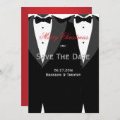 Save the Date Weihnachtskarten White Gay Wedding (Vorne/Hinten)