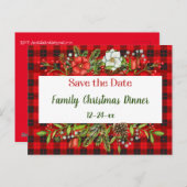 Save the Date Weihnachtsmahlzeit Flannel Einladung Postkarte (Vorne/Hinten)