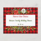Save the Date Weihnachtsmahlzeit Flannel Einladung Postkarte (Vorderseite)