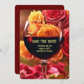 Save the Date Wein und Rose Einladung (Vorne/Hinten)