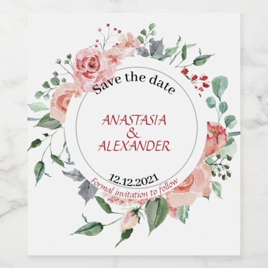 Save the Date Weinetikett. Weinetikett (Einzelnes Label)