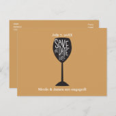 SAVE THE DATE Weinglas JEDE FARBE Postkarte (Vorne/Hinten)
