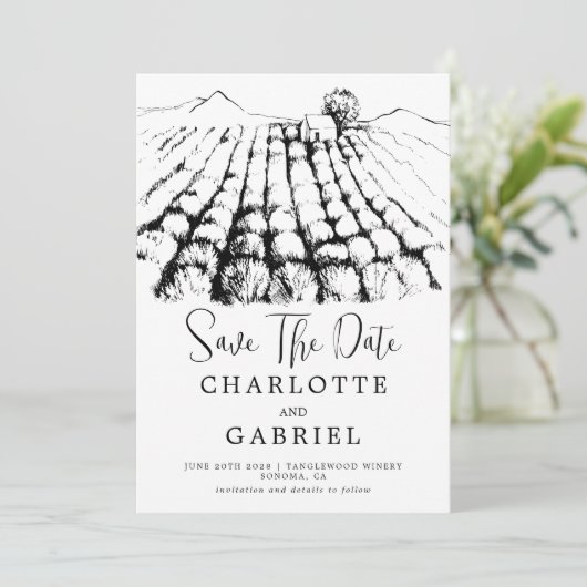 Save the Date Weinkellerei Hochzeit (Stehend Vorderseite)