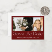 Save the Date weiß 2 Fotos Collage Hochzeit Mitteilungskarte (Vorderseite/Rückseite Beispiel)