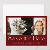 Save the Date weiß 2 Fotos Collage Hochzeit Mitteilungskarte (Vorne/Hinten)