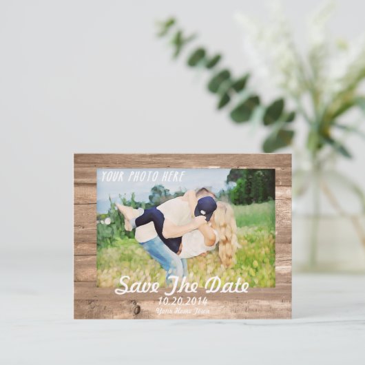 Save the Date weiß Ankündigungspostkarte (Stehend Vorderseite)