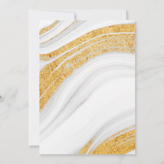 Save The Date |Weiß, Grau und Gold Agate Geode (Rückseite)