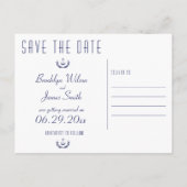 Save the Date weiß mit Ankern Ankündigungspostkarte (Rückseite)