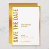 Save the Date weiß mit Goldrahmen Einladung (Vorne/Hinten)