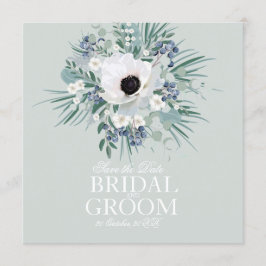 Save the Date weiße Anemone Salbeigrün Einladung