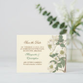 Save the Date weiße Blume elegante Postkarten (Stehend Vorderseite)