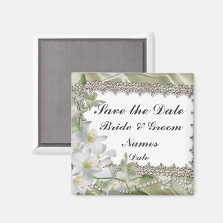 Save the Date weiße Blume-Hochzeitsmagnete Magnet