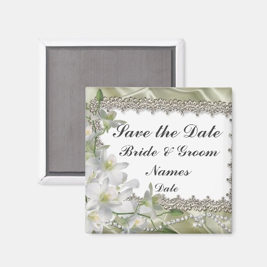 Save the Date weiße Blume-Hochzeitsmagnete Magnet (Vorderseite/Rückseite)