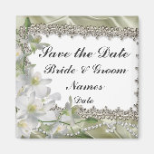 Save the Date weiße Blume-Hochzeitsmagnete Magnet (Vorne)