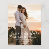 Save the Date weiße handgeschriebene Hochzeitsfeie Flyer (Vorne)