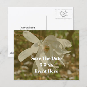 Save The Date Weiße Magnolienblüte Ankündigungspostkarte