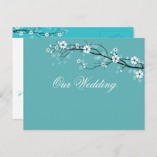 Save the Date weiße Postkarten (Vorne/Hinten)