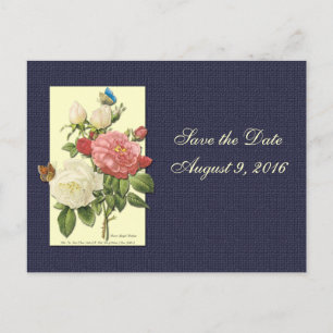 Save the Date weiße Rote Rosen Postkarte