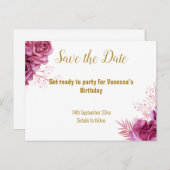 Save the Date weißer Hintergrund Rosa Blüte Ankündigungspostkarte (Vorne/Hinten)