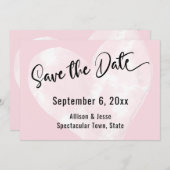Save the Date Weißes Wasserfarbenherz auf rosa Kar (Vorne/Hinten)