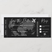 Save the Date Weltkarte Boarding Pass (Vorderseite)