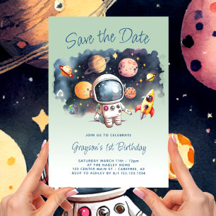 Save The Date Weltraum Planeten 1. Geburtstag