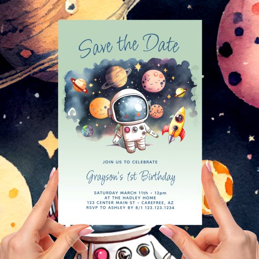 Save the Date Weltraumplaneten 1. Geburtstag