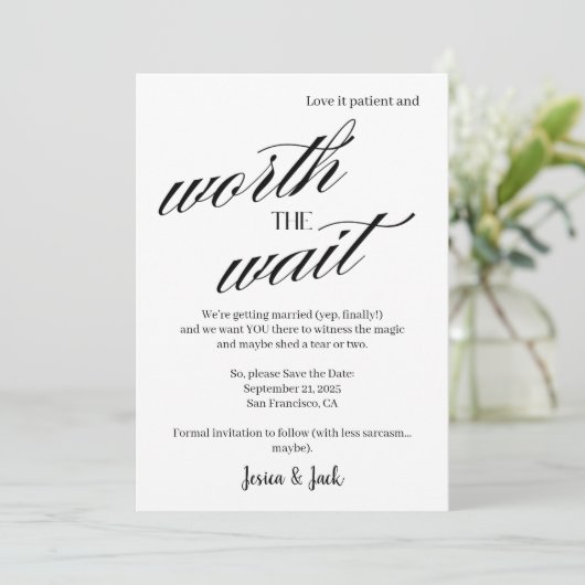 Save the Date - Werde warten, endlich Ma bekommen (Stehend Vorderseite)