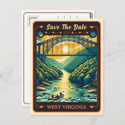 Save The Date | West Virginia Einladung Postkarte (Vorne/Hinten)