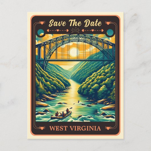 Save The Date | West Virginia Einladung Postkarte (Vorderseite)