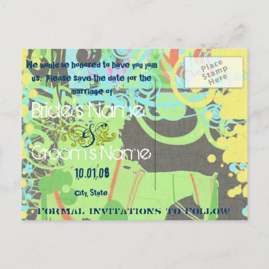 Save the Date - Western Grunge - Individuell Ankündigungspostkarte (Rückseite)