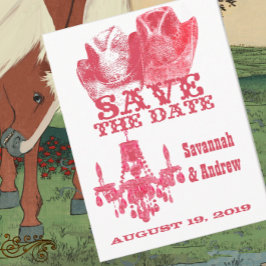 Save the Date Western Pink Cowboy Hat Khandelier Ankündigungspostkarte