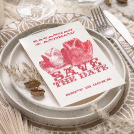 Save the Date Western Saddle Pink Cowboy Hat Ankündigungspostkarte