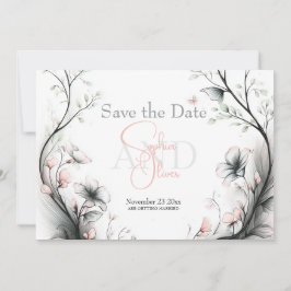 Save the Date | Whimsical Delicate Blush Floral Einladung