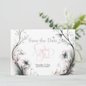 Save the Date | Whimsical Delicate Blush Floral Einladung (Stehend Vorderseite)