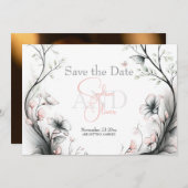 Save the Date | Whimsical Delicate Blush Floral Einladung (Vorne/Hinten)