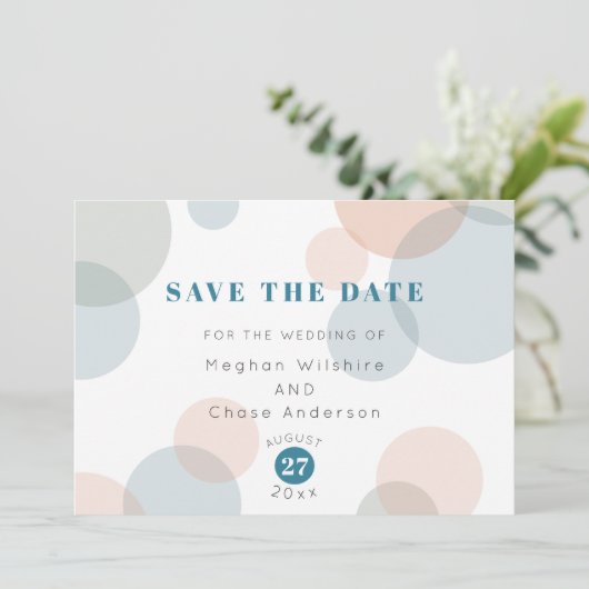 Save the Date Whimsical Pastel Confetti Dots (Stehend Vorderseite)