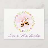 Save the Date Whimsical Pink Hochzeitsankündigung Postkarte (Vorderseite)