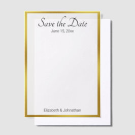 Save the Date White and Gold Elegante Wedding Pergament Einladungen