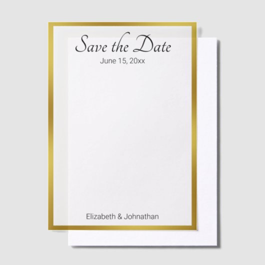 Save the Date White and Gold Elegante Wedding Pergament Einladungen (Versetzt)