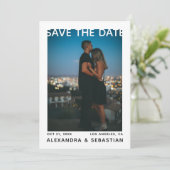 Save the Date White Black Heart Wedding (Stehend Vorderseite)