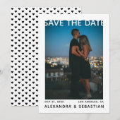 Save the Date White Black Heart Wedding (Vorne/Hinten)