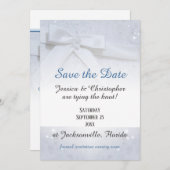 Save the Date White Bows | Krawatte Die Knotenhoch Einladung (Vorne/Hinten)