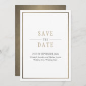 Save the Date White Bronze Gold Einladung (Vorne/Hinten)
