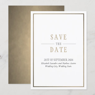 Save the Date White Bronze Gold Einladung