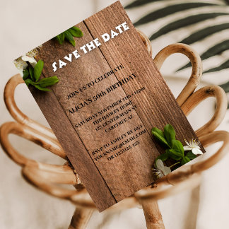 Save the Date White Brown 50. Geburtstag Einladung